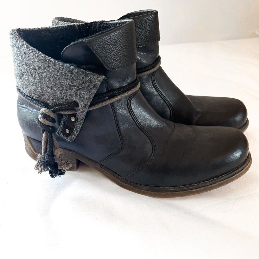 Rieker Fee 93 Ankle Boots Black Combi Fleece Lined Comfort Booties SZ 10 - Picture 5 of 11